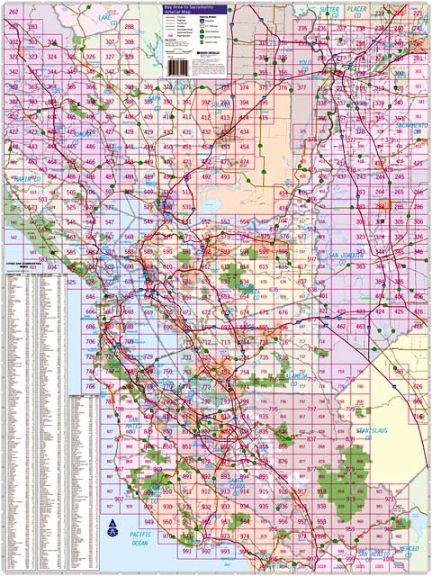 Bay Area to Sacramento Arterial Wall Map - Medium * Thomas Guide 