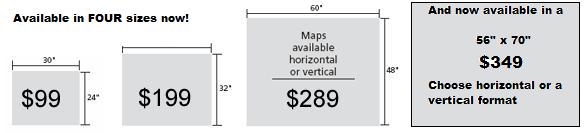 Custom Wall Map Sizes