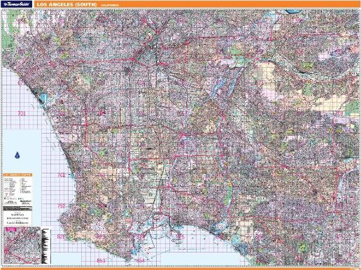Los Angeles South, California Wall Map - Thomas Bros. Maps