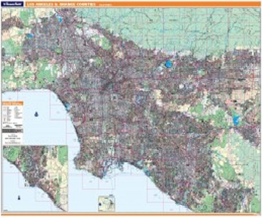 Los Angeles Orange County Wall Map Thomas Bros Maps