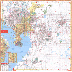 Tampa Hillsborough County Florida Wall Map